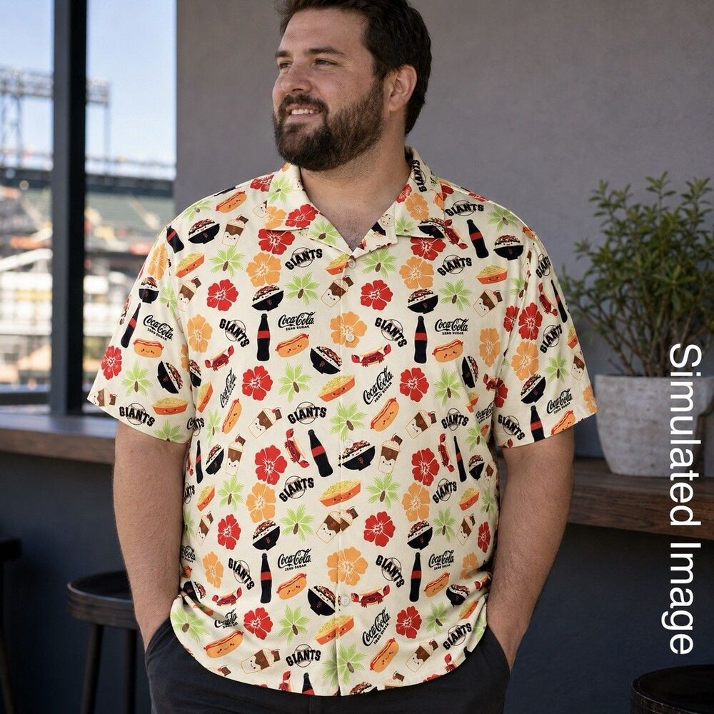 San Francisco Giants Coca-Cola Aloha Shirt Adult XL Hawaiian Button Up